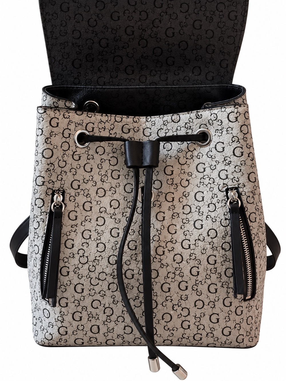 GUESS Monogram Flap Backpack + Quilted Mini Backpack Set - Picture 3 of 7
